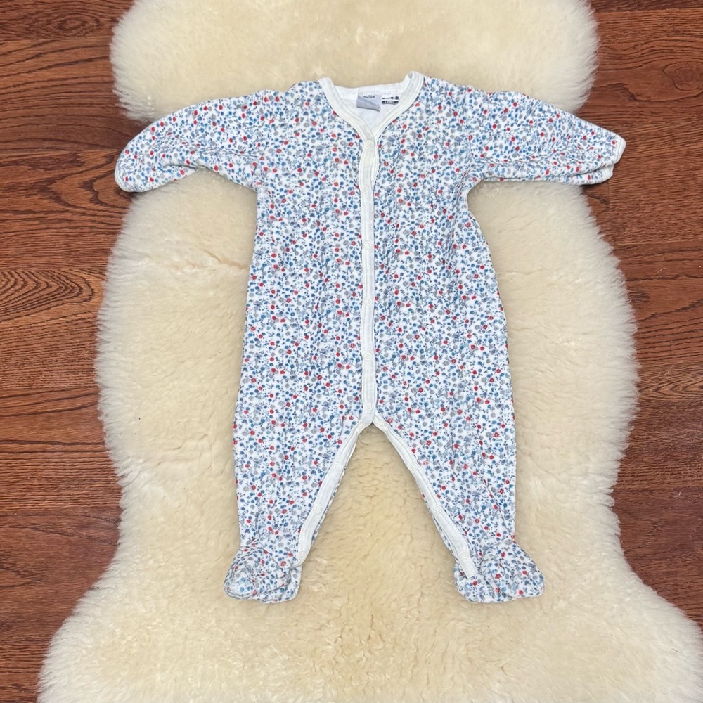 Petit Bateau velour floral pajamas. 9m.